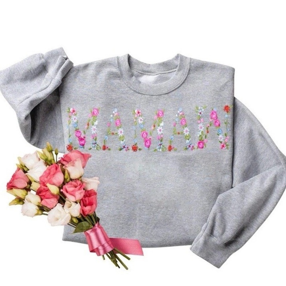 Embroidery Floral Memaw Sweatshirts For Grandma Gift Sweatshirt  Sz 2XL